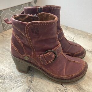 Josef Seibel Burgundy Heeled Boots Spirit of Nature Women’s 6.5 37eu Leather Zip